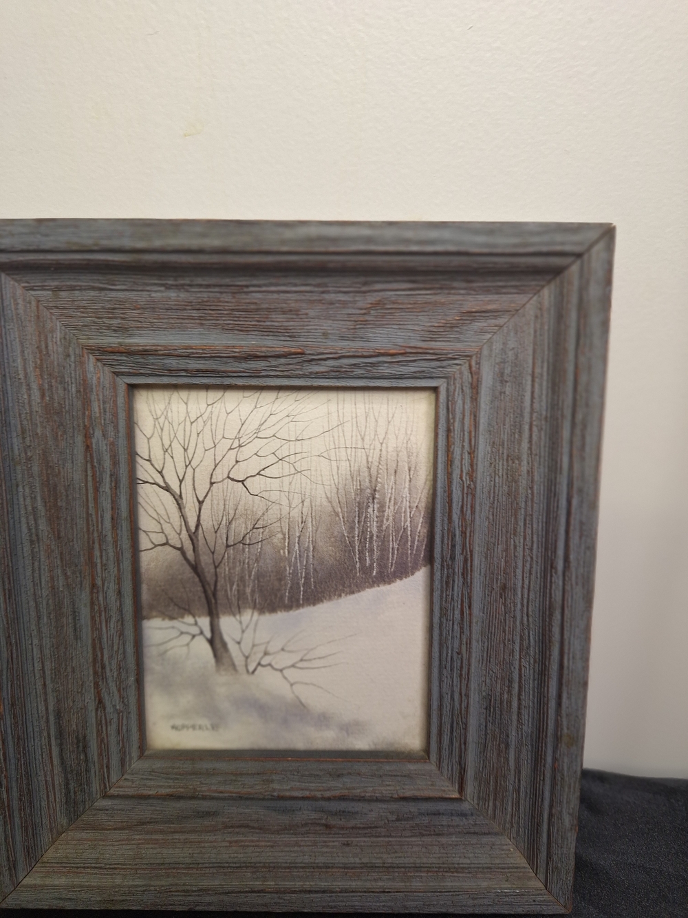 Framed Winter Landscape Mixed Media Art - Signed & # 787 Mary Aupperle